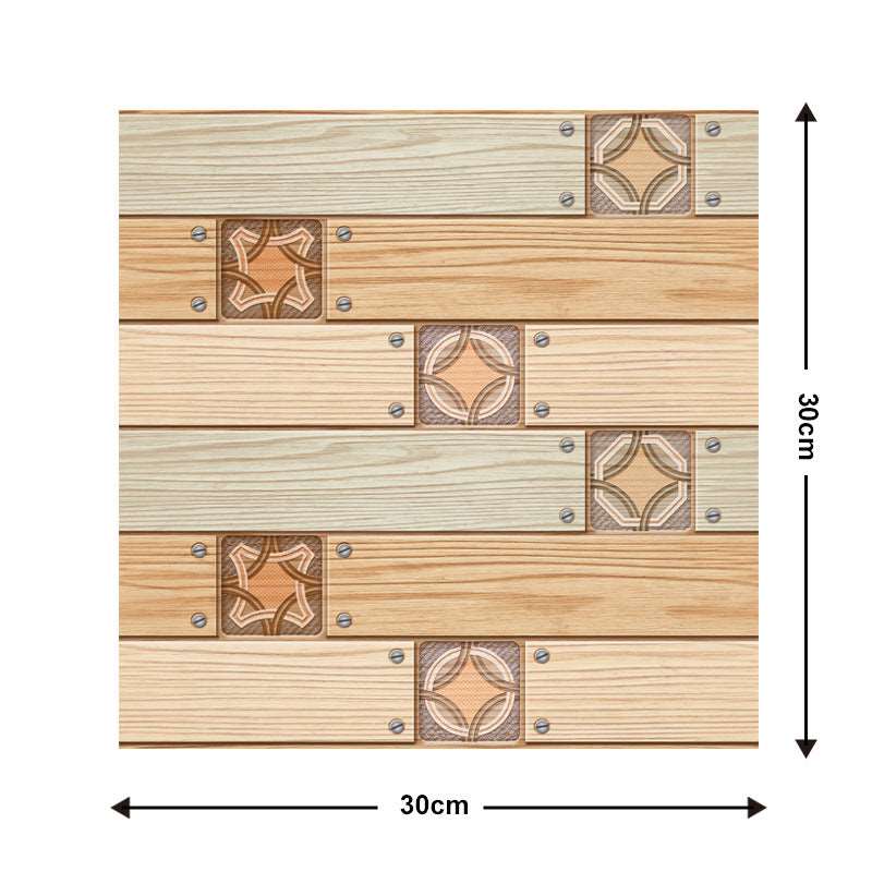 10 Pieces Of  Wood Grain 3D Wall Stickers Removable Tiles For Home Decoration