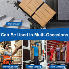 1PC Black Electric Stair Climbing Hand Trucks Dolly Cart For Moving, 880lb Max Capacity 1200W Motor Power Folding Furniture Climber For Easy Up/Down Stairs, Move Furniture Home Warehouse (Upgrade)