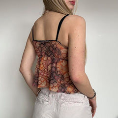 Retro European And American Women's Milk Silk Skin-friendly Small Suspenders Cross-border Sexy Hot Girl Print Straps Bottoming Vest