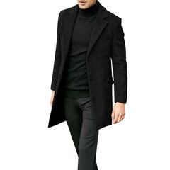 Men's Long Sleeved Woolen Coat