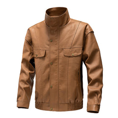 American Retro Fleece-lined Thickened Casual Leather Jacket