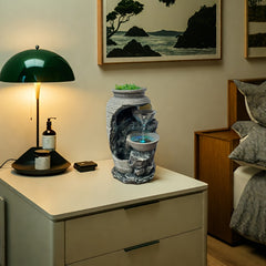 USB-Powered Resin Waterfall Fountain - Indoor Tabletop Relaxation Decor for Bedroom, Office & Living Room - Perfect Gift for Birthdays, Christmas, Valentine's Day