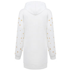 Christmas hot sale printed mid-length pocket hooded long-sleeved sweater