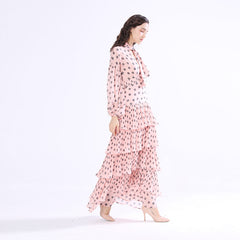 Nouveau Jupe en mousseline de soie mince robe à pois dames