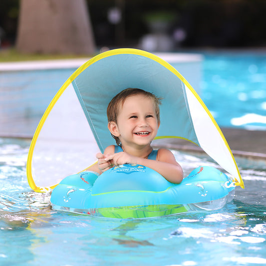 Flotteur de natation gonflable pour bébé, avec auvent, anneau flottant pour bébé, accessoires de piscine pour enfants, jouets de bain d'été