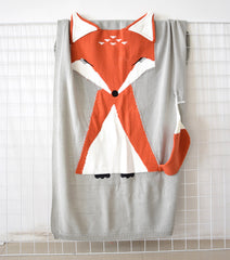 Couverture de renard en trois dimensions, couverture d'oreille tricotée pour enfants, tapis de plage, couverture de maintien pour bébé