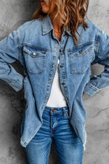 Veste en jean ample à revers style rue pour femmes