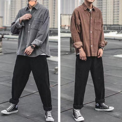 Haut de chemise ample en velours côtelé pour hommes