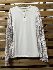 European And American Leisure V-neck Stitching Knitwear Leopard Print Contrast Color