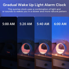 Dekala Upgraded Smart Arches Gradual Sunrise Alarm Clock with Wireless Charging BT Speaker White Noise Sleep Sound Machine with Night Light for Adults Touch/App/Button Control Work with Alexa