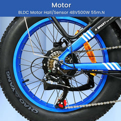 500W Motor Electric Bike For Adults, 20 X 4 Inches Fat Tire Bike, 7 Speed 48V 25MPH Removable Battery Mountain E-Bike US only