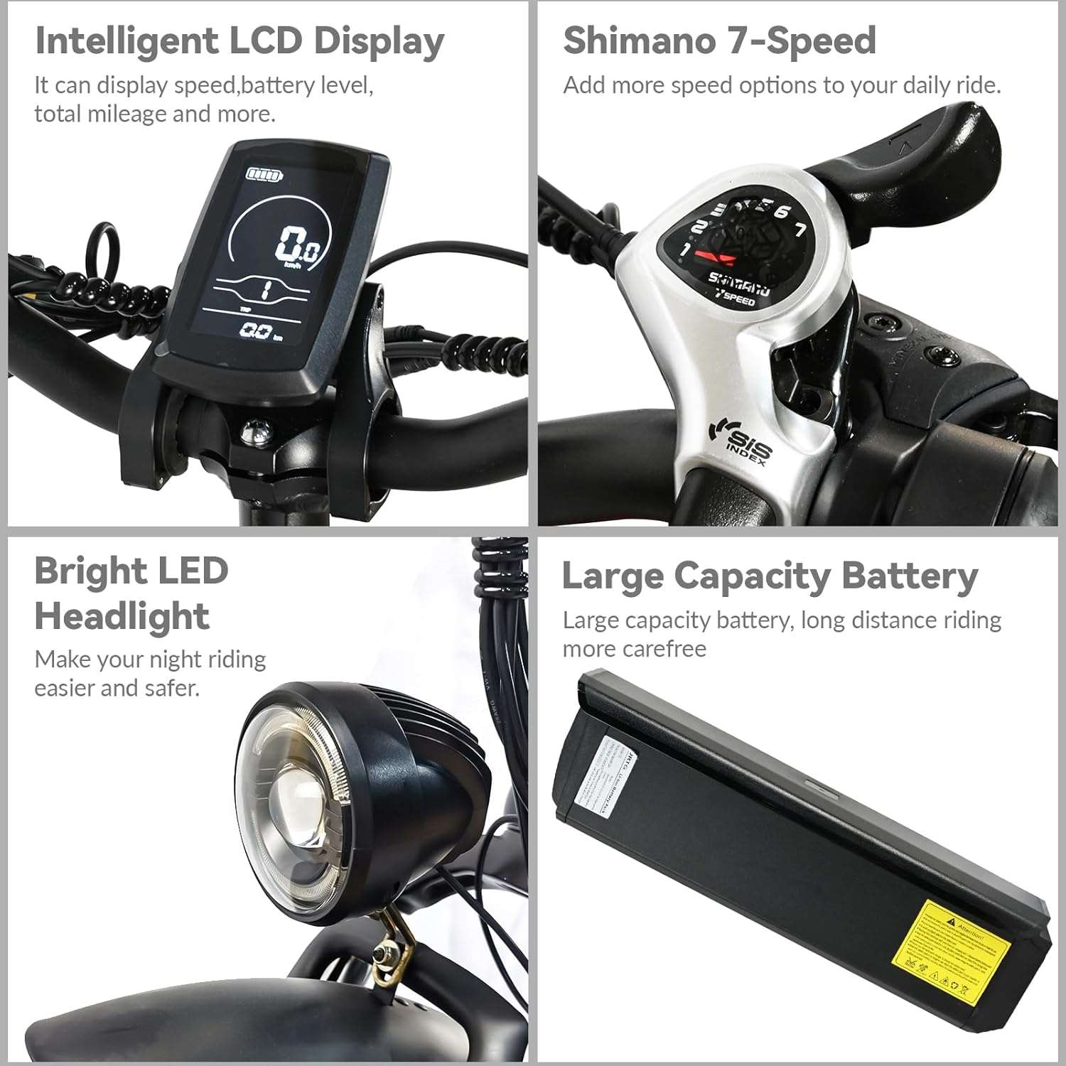 500W Motor Electric Bike For Adults, 20 X 4 Inches Fat Tire Bike, 7 Speed 48V 25MPH Removable Battery Mountain E-Bike US only