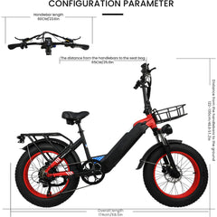 Electric Bike For Adults, Snowmobile 20 X 4 Inches Fat Tire Bike, 500W Motor Electric Bicycle, 25MPH Mountain E-Bike US only