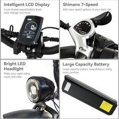 Electric Bike For Adults, Snowmobile 20 X 4 Inches Fat Tire Bike, 500W Motor Electric Bicycle, 25MPH Mountain E-Bike US only