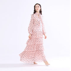 Nouveau Jupe en mousseline de soie mince robe à pois dames