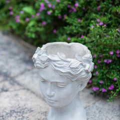 Elegant Greek-Inspired Cement Head Planter - 7"x11" Modern Indoor/Outdoor Decor