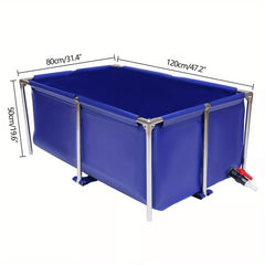 47.2" x 31.4" Waterproof Rectangular Aquarium - Modern Stainless Steel Frame Fish Tank with Drain Valve & Connectors