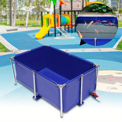 47.2" x 31.4" Waterproof Rectangular Aquarium - Modern Stainless Steel Frame Fish Tank with Drain Valve & Connectors