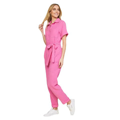 Women's Solid Color Short-Sleeved Jumpsuit | Casual One-Piece Trousers Outfit