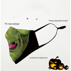 Masque anti-poussière double couche à impression numérique drôle de crâne d'Halloween