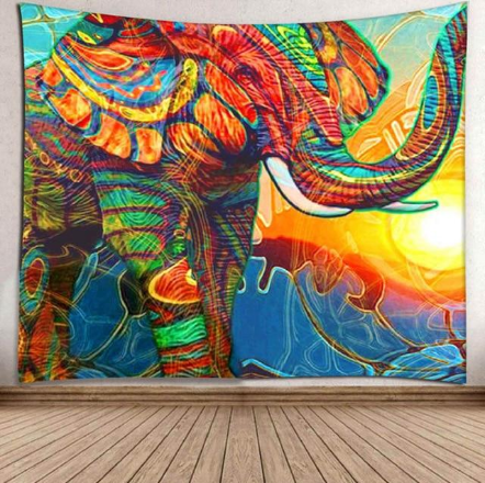 Tapisserie d'éléphant de soleil, décoration artistique pour la maison