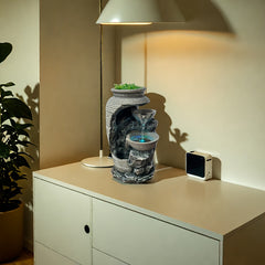 USB-Powered Resin Waterfall Fountain - Indoor Tabletop Relaxation Decor for Bedroom, Office & Living Room - Perfect Gift for Birthdays, Christmas, Valentine's Day