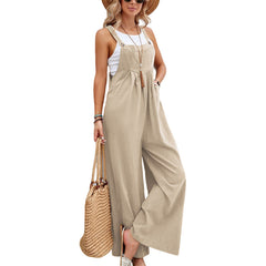 Women’s Solid Color Casual Suspender Trousers Overall | Trendy & Comfortable Women’s Overalls
