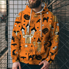 Pull imprimé de la série tête de citrouille d'Halloween à la mode