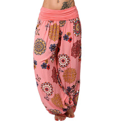 Digital Floral Print Casual Jumpsuit Harem Pants