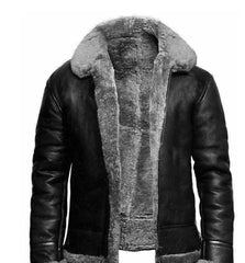 Men's Leather-fur One-piece Lapel Winter Cold-proof Leather Jacke
