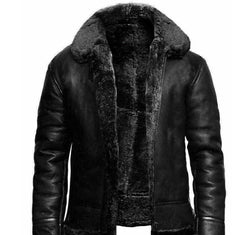 Men's Leather-fur One-piece Lapel Winter Cold-proof Leather Jacke