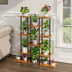 6-Tier Indoor Plant Stand with Grow Lights - 40" Metal Corner Shelf for Multiple Plants & Flowers