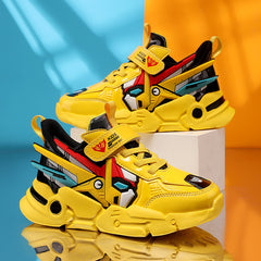 Comfortable Leather Surface Medium And Large Children's Running Shoes Casual Velcro Sneaker