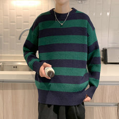 Thickened Sweater Men's Winter New Youth Hong Kong Style Round Neck Sweater Men