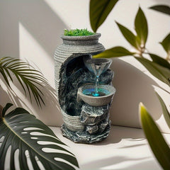 USB-Powered Resin Waterfall Fountain - Indoor Tabletop Relaxation Decor for Bedroom, Office & Living Room - Perfect Gift for Birthdays, Christmas, Valentine's Day