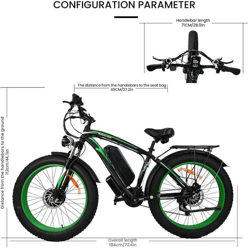 2000W Motor Electric Bike Adults - 31 MPH Electric Bike With 26 Inches Fat Tire 20AH Removable Battery, Hydraulic Disc Brake 21 Speed US only