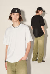 American West Coast Fashion Brand Black And White Solid Color T-shirt