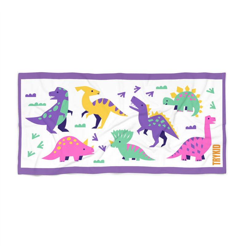 TRYKID Logo Dinosaur Beach Towel: Fun and Vibrant Kids' Towel for a Day at the Beach!