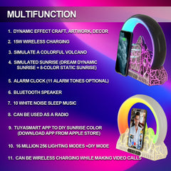 Colorful Flame Mountain Wireless Charging Alarm Clock