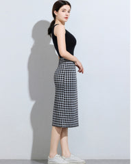 Checkered Knitted Women's Skirt