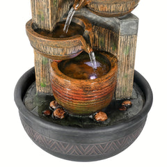 15.7" 4-Tier Indoor Tabletop Waterfall Fountain with LED Lights - Calming Sound for Home, Office & Bedroom Decor
