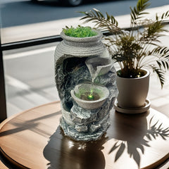USB-Powered Resin Waterfall Fountain - Indoor Tabletop Relaxation Decor for Bedroom, Office & Living Room - Perfect Gift for Birthdays, Christmas, Valentine's Day