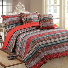 Three piece set of cotton and linen style cotton wash quilt