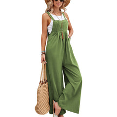 Women’s Solid Color Casual Suspender Trousers Overall | Trendy & Comfortable Women’s Overalls