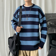 Thickened Sweater Men's Winter New Youth Hong Kong Style Round Neck Sweater Men