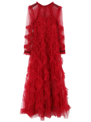 Robe rouge française à manches longues pour femmes, nouvelle collection