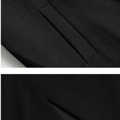 Autumn And Winter Wool Unbuttoned Loose Padded Shoulder Mid-length Patchwork Coat