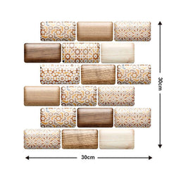 10 Pieces Of Wood Grain 3D Wall Stickers Removable Tiles For Home Decoration