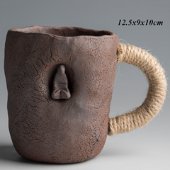 Thick Ceramic Mug With Lid Spoon Ceramic Office Cup Large-capacity Japanese Coffee Cup