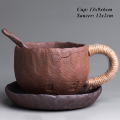 Thick Ceramic Mug With Lid Spoon Ceramic Office Cup Large-capacity Japanese Coffee Cup